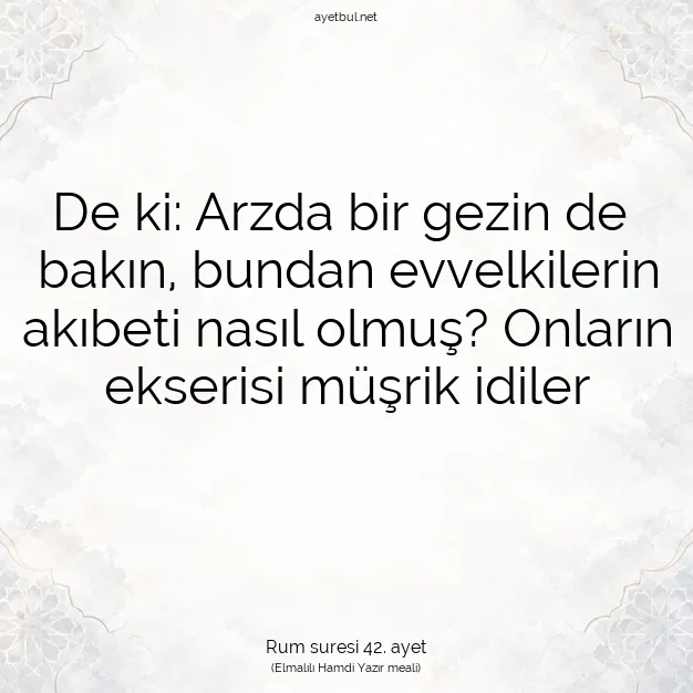 Ayetbul | Kuran Mealleri | Quran | Rum suresi 42. ayet