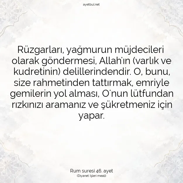Ayetbul | Kuran Mealleri | Quran | Rum suresi 46. ayet