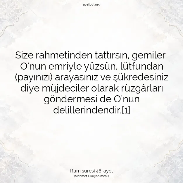 Ayetbul | Kuran Mealleri | Quran | Rum suresi 46. ayet