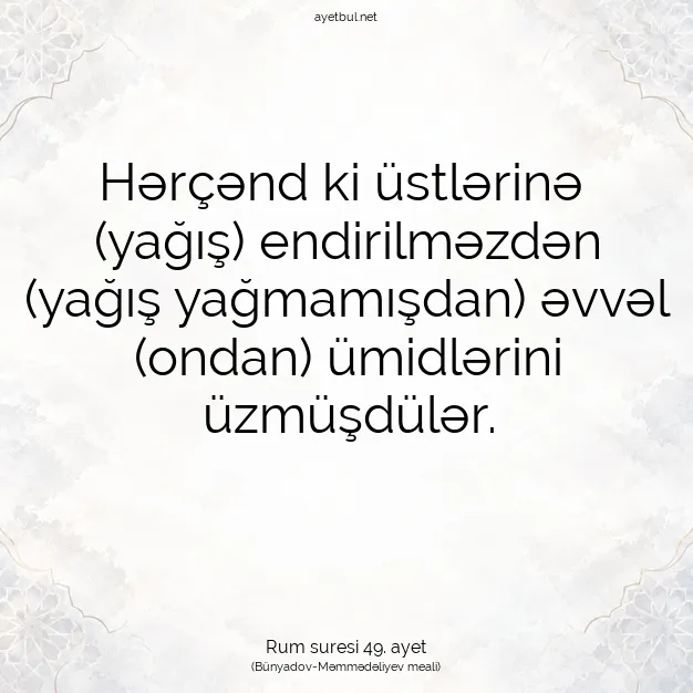 Ayetbul | Kuran Mealleri | Quran | Rum suresi 49. ayet