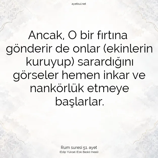 Ayetbul | Kuran Mealleri | Quran | Rum suresi 51. ayet