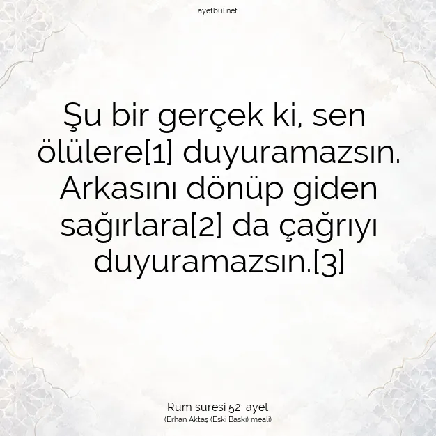 Ayetbul | Kuran Mealleri | Quran | Rum suresi 52. ayet