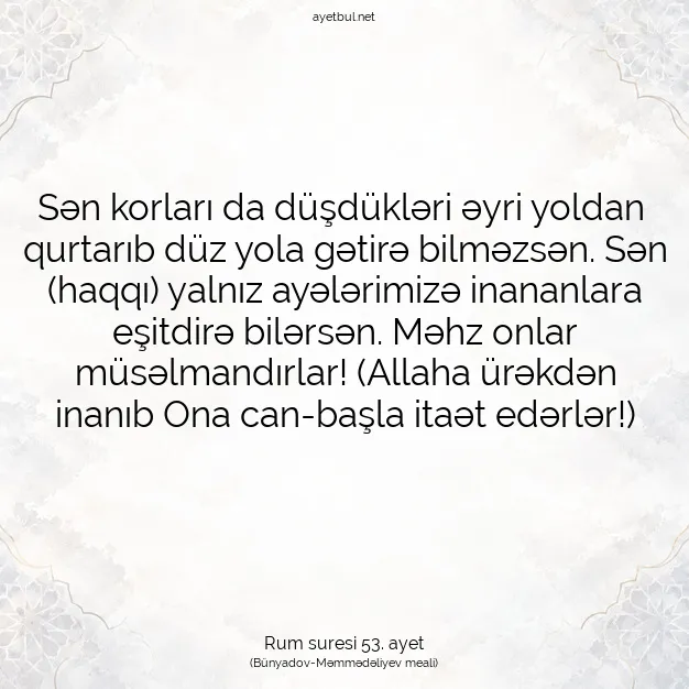 Ayetbul | Kuran Mealleri | Quran | Rum suresi 53. ayet