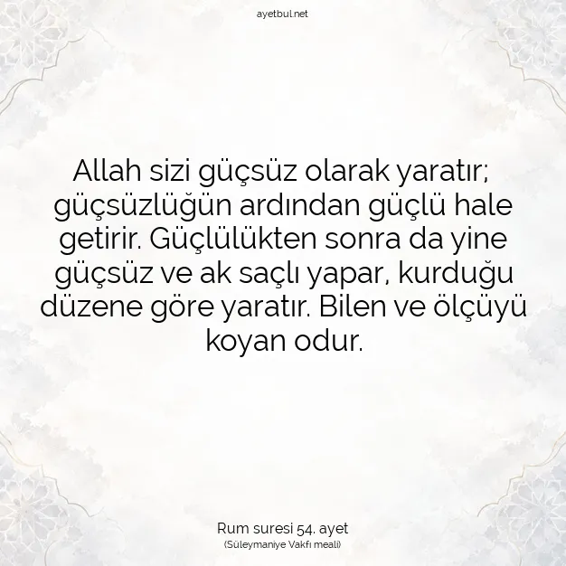 Ayetbul | Kuran Mealleri | Quran | Rum suresi 54. ayet