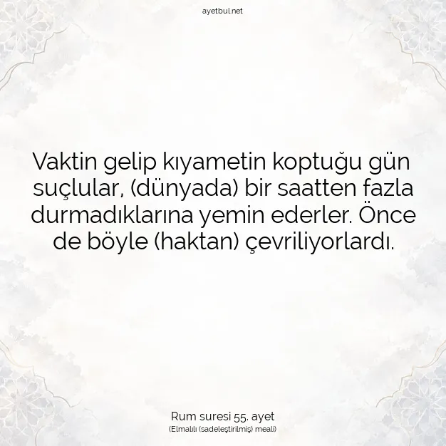 Ayetbul | Kuran Mealleri | Quran | Rum suresi 55. ayet