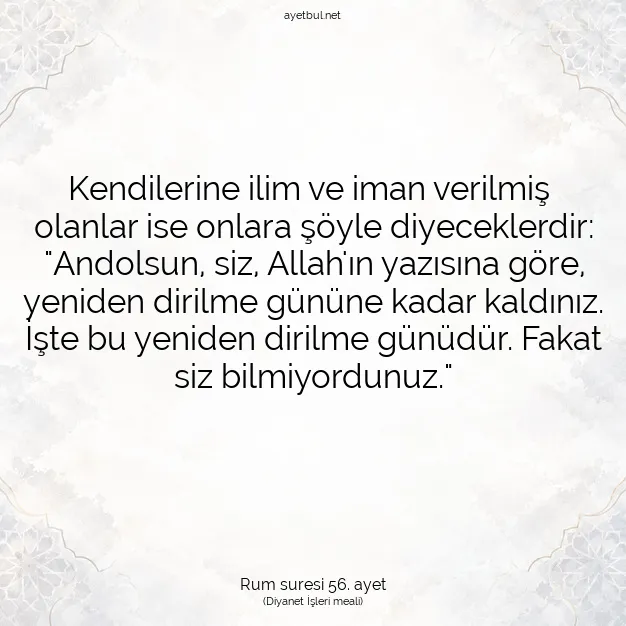Ayetbul | Kuran Mealleri | Quran | Rum suresi 56. ayet