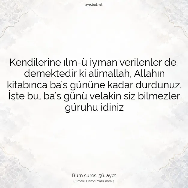 Ayetbul | Kuran Mealleri | Quran | Rum suresi 56. ayet