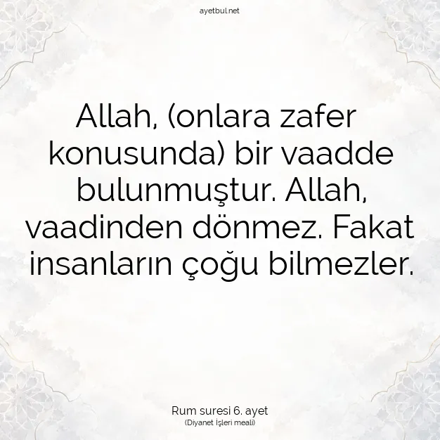 Ayetbul | Kuran Mealleri | Quran | Rum suresi 6. ayet