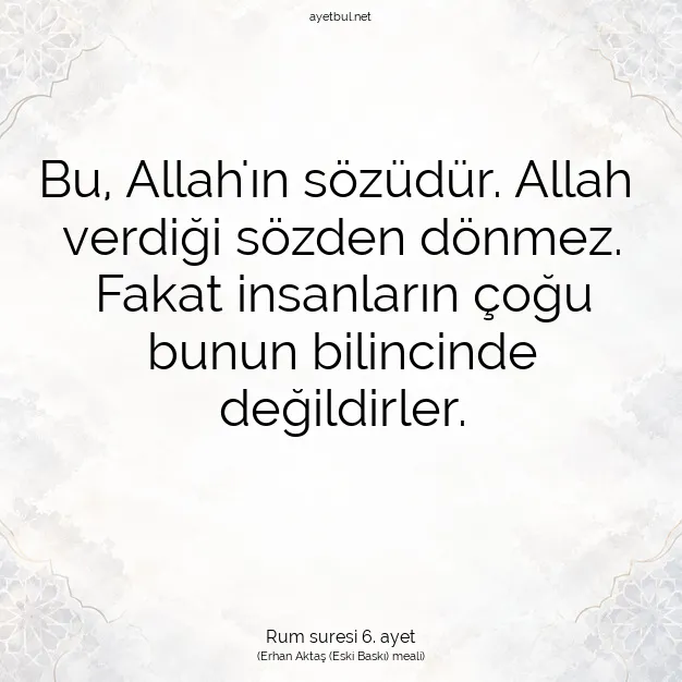 Ayetbul | Kuran Mealleri | Quran | Rum suresi 6. ayet