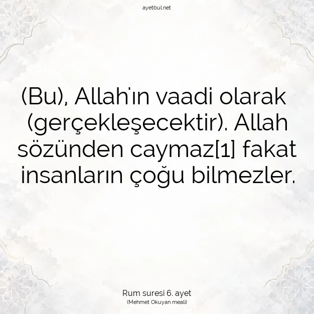 Ayetbul | Kuran Mealleri | Quran | Rum suresi 6. ayet