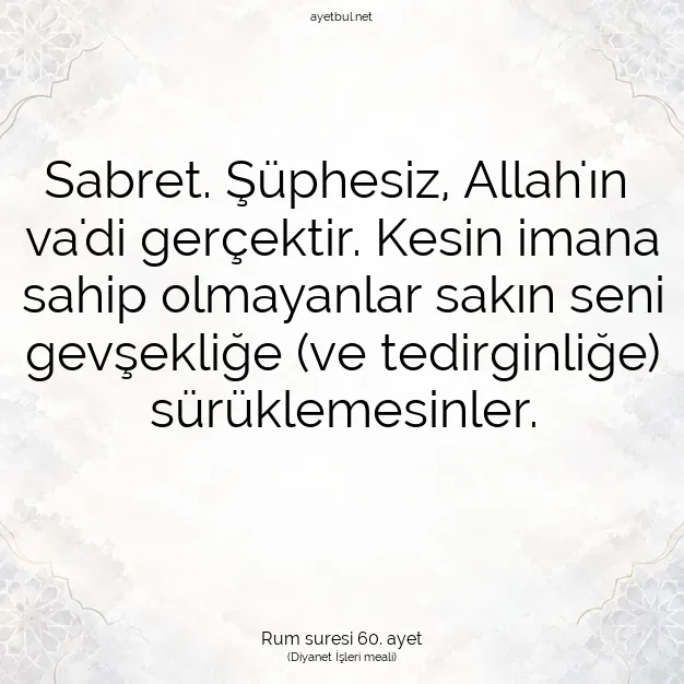 Ayetbul | Kuran Mealleri | Quran | Rum suresi 60. ayet