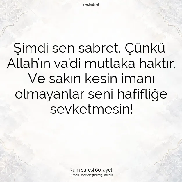 Ayetbul | Kuran Mealleri | Quran | Rum suresi 60. ayet