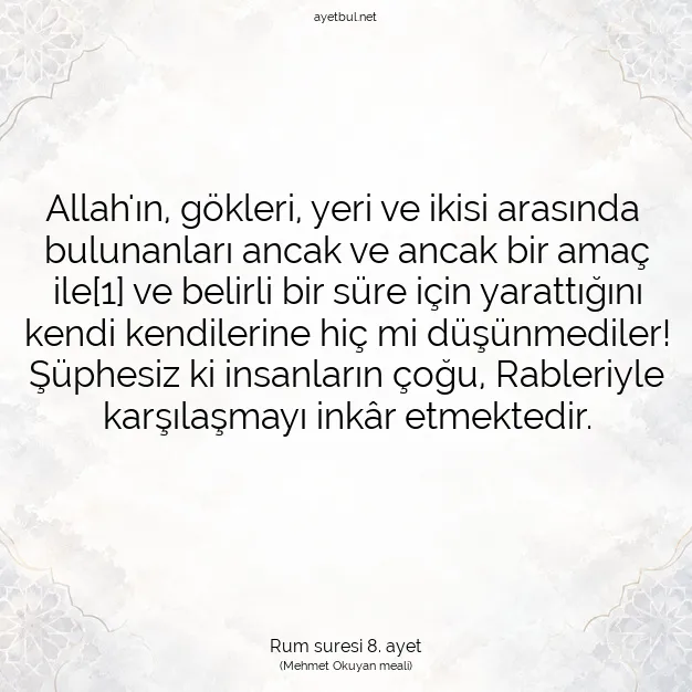Ayetbul | Kuran Mealleri | Quran | Rum suresi 8. ayet