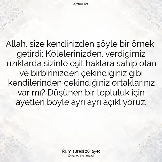 Ayetbul | Kuran Mealleri | Quran | Rum suresi 28. ayet