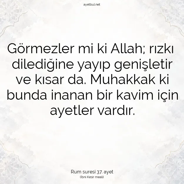 Ayetbul | Kuran Mealleri | Quran | Rum suresi 37. ayet