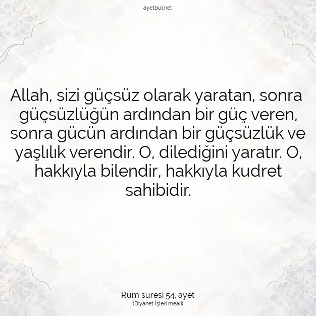 Ayetbul | Kuran Mealleri | Quran | Rum suresi 54. ayet