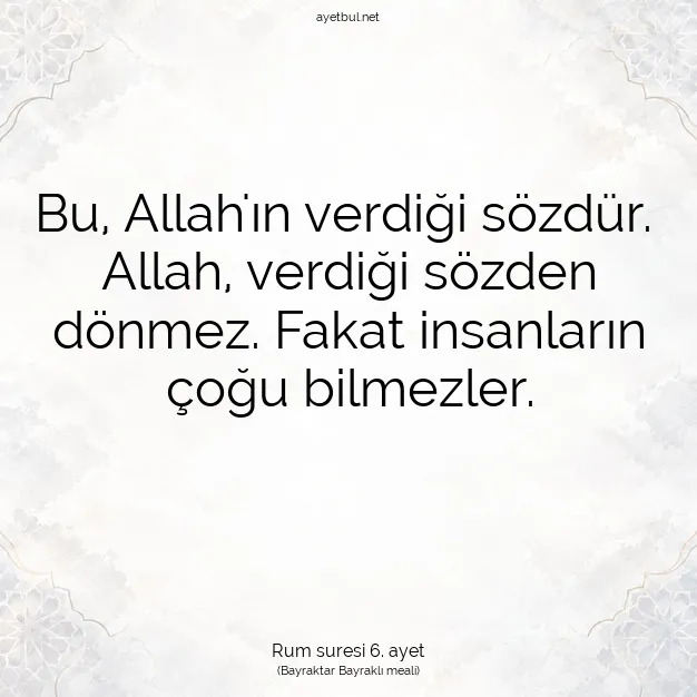 Ayetbul | Kuran Mealleri | Quran | Rum suresi 6. ayet