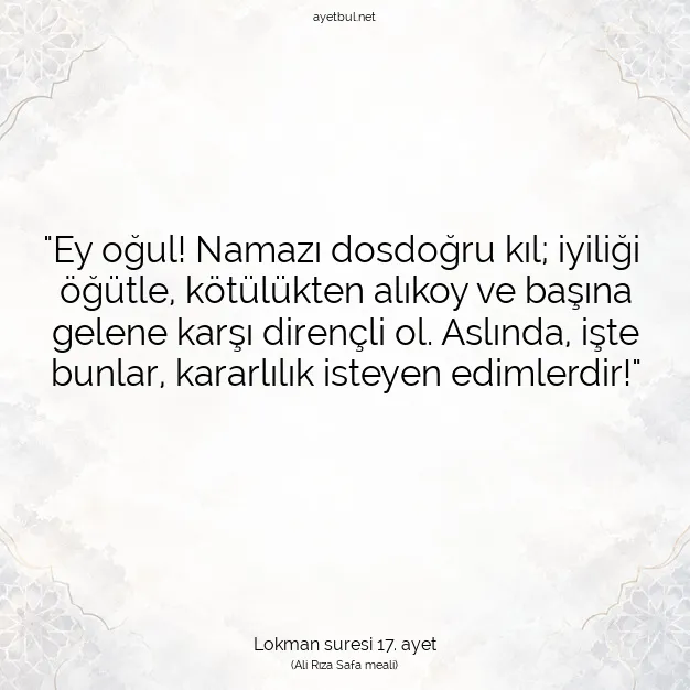 Ayetbul | Kuran Mealleri | Quran | Lokman suresi 17. ayet