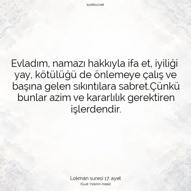 Ayetbul | Kuran Mealleri | Quran | Lokman suresi 17. ayet