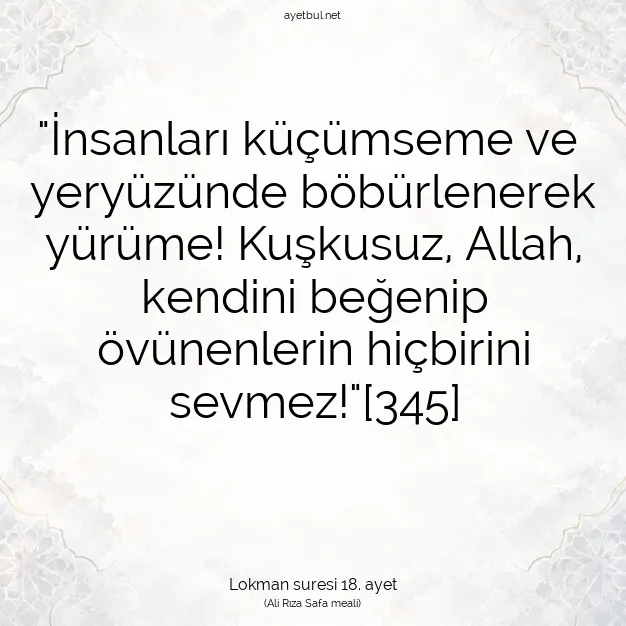Ayetbul | Kuran Mealleri | Quran | Lokman suresi 18. ayet