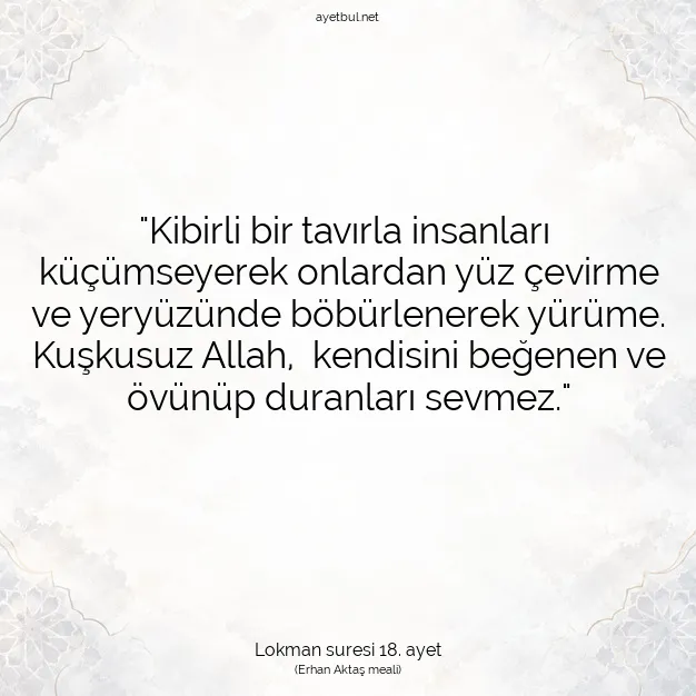 Ayetbul | Kuran Mealleri | Quran | Lokman suresi 18. ayet