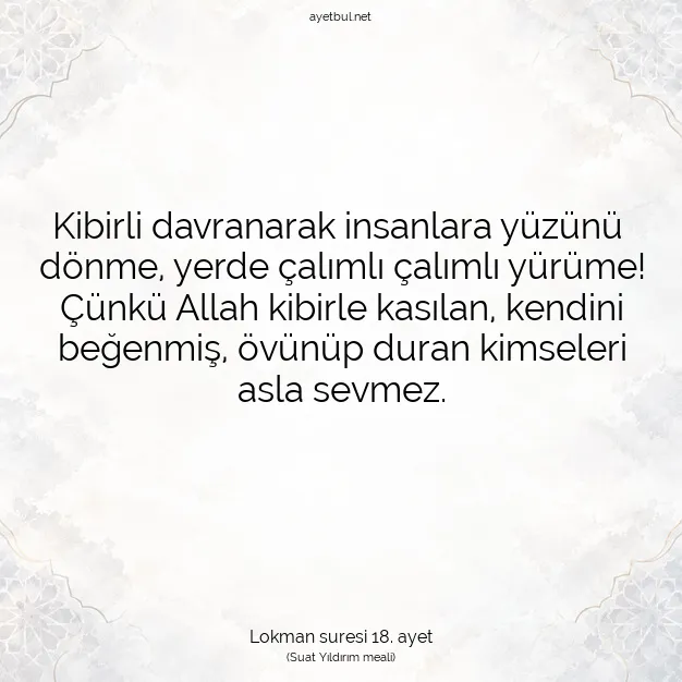 Ayetbul | Kuran Mealleri | Quran | Lokman suresi 18. ayet