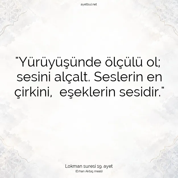 Ayetbul | Kuran Mealleri | Quran | Lokman suresi 19. ayet