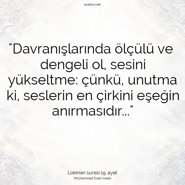Ayetbul | Kuran Mealleri | Quran | Lokman suresi 19. ayet