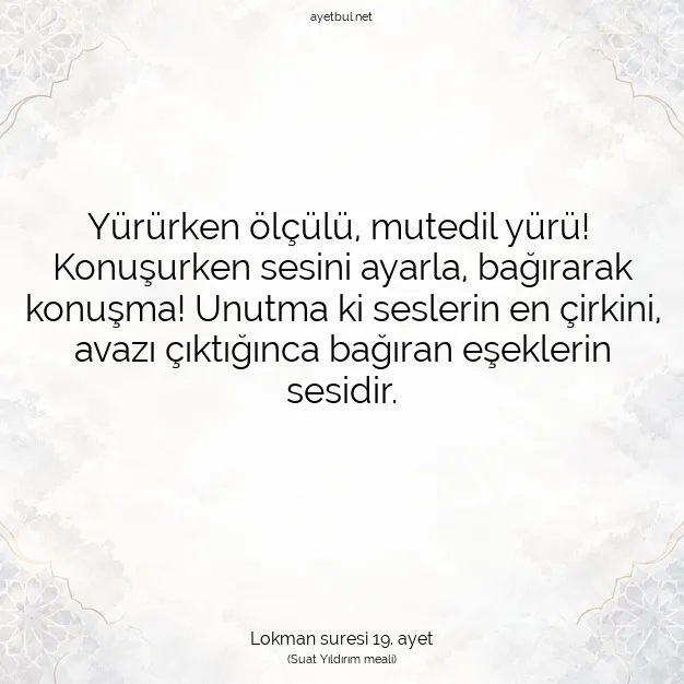 Ayetbul | Kuran Mealleri | Quran | Lokman suresi 19. ayet