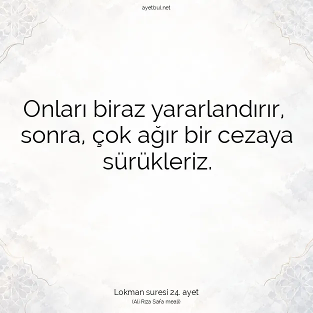 Ayetbul | Kuran Mealleri | Quran | Lokman suresi 24. ayet