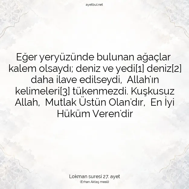 Ayetbul | Kuran Mealleri | Quran | Lokman suresi 27. ayet