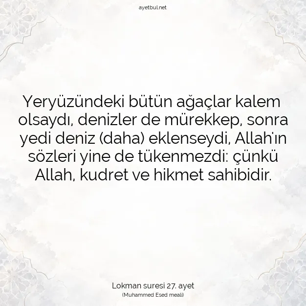Ayetbul | Kuran Mealleri | Quran | Lokman suresi 27. ayet