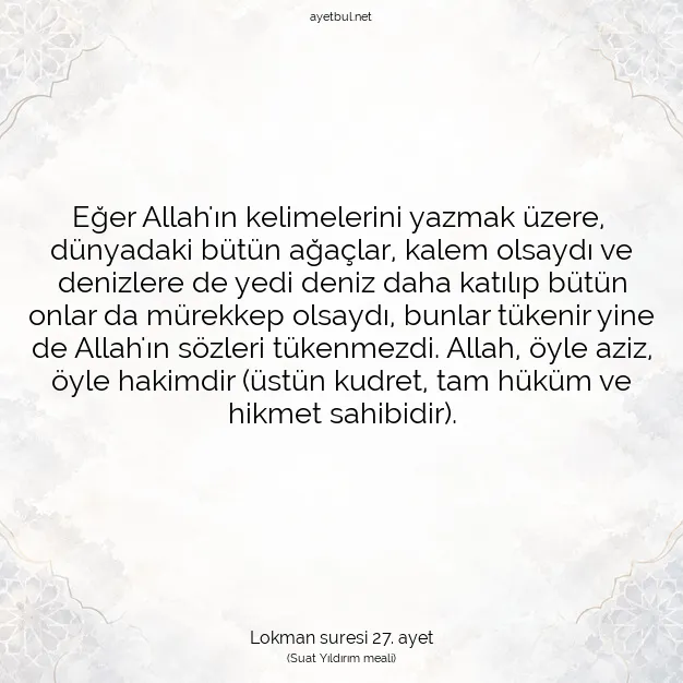 Ayetbul | Kuran Mealleri | Quran | Lokman suresi 27. ayet