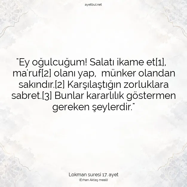 Ayetbul | Kuran Mealleri | Quran | Lokman suresi 17. ayet