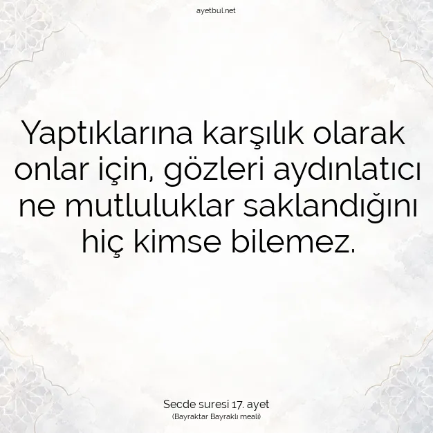 Ayetbul | Kuran Mealleri | Quran | Secde suresi 17. ayet