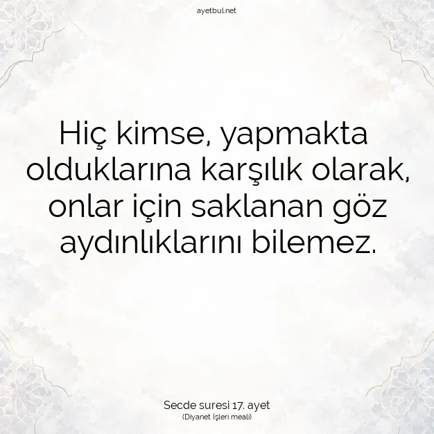 Ayetbul | Kuran Mealleri | Quran | Secde suresi 17. ayet