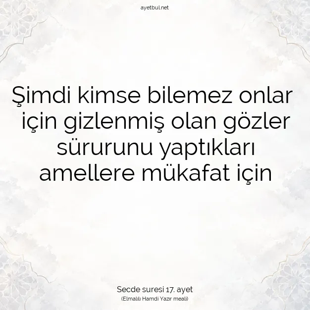 Ayetbul | Kuran Mealleri | Quran | Secde suresi 17. ayet