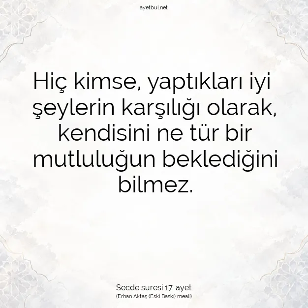 Ayetbul | Kuran Mealleri | Quran | Secde suresi 17. ayet