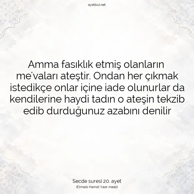 Ayetbul | Kuran Mealleri | Quran | Secde suresi 20. ayet