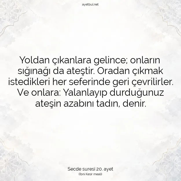 Ayetbul | Kuran Mealleri | Quran | Secde suresi 20. ayet