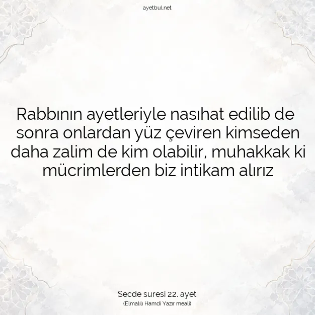 Ayetbul | Kuran Mealleri | Quran | Secde suresi 22. ayet