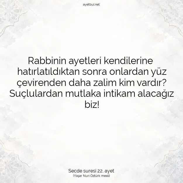 Ayetbul | Kuran Mealleri | Quran | Secde suresi 22. ayet