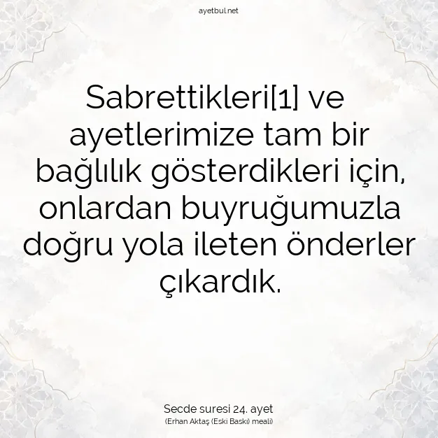 Ayetbul | Kuran Mealleri | Quran | Secde suresi 24. ayet