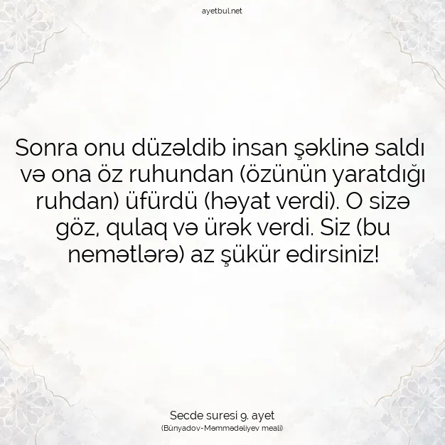 Ayetbul | Kuran Mealleri | Quran | Secde suresi 9. ayet