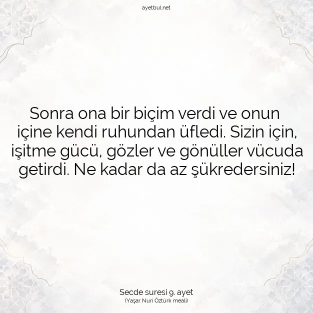 Ayetbul | Kuran Mealleri | Quran | Secde suresi 9. ayet