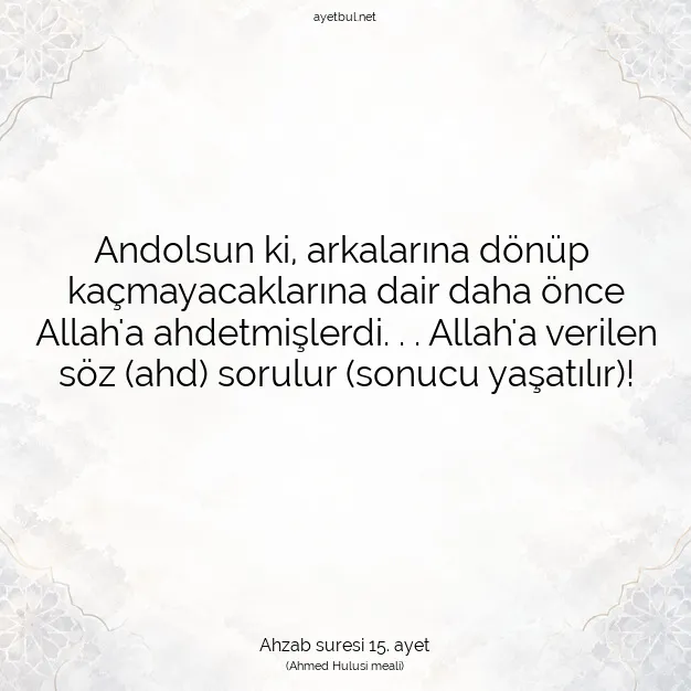 Ayetbul | Kuran Mealleri | Quran | Ahzab suresi 15. ayet