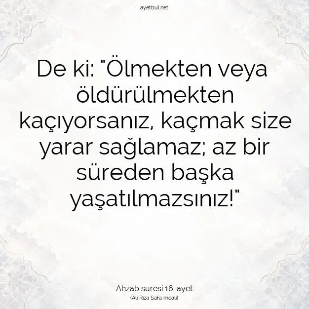 Ayetbul | Kuran Mealleri | Quran | Ahzab suresi 16. ayet