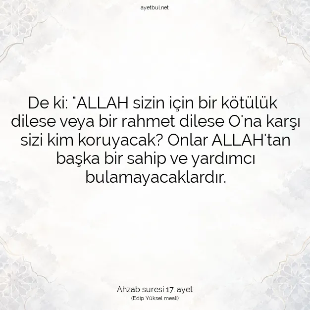 Ayetbul | Kuran Mealleri | Quran | Ahzab suresi 17. ayet