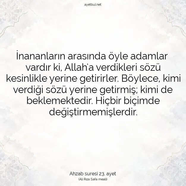 Ayetbul | Kuran Mealleri | Quran | Ahzab suresi 23. ayet
