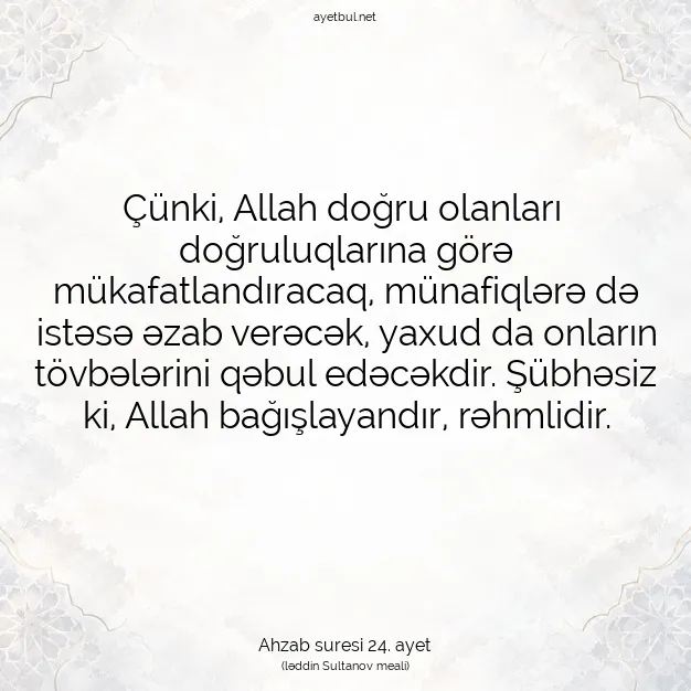 Ayetbul | Kuran Mealleri | Quran | Ahzab suresi 24. ayet